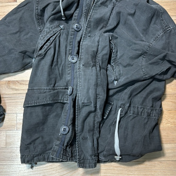 Free People Womens S Oversized Surplus Utility Hooded Jacket Army charcoal, gray - Picture 2 of 9